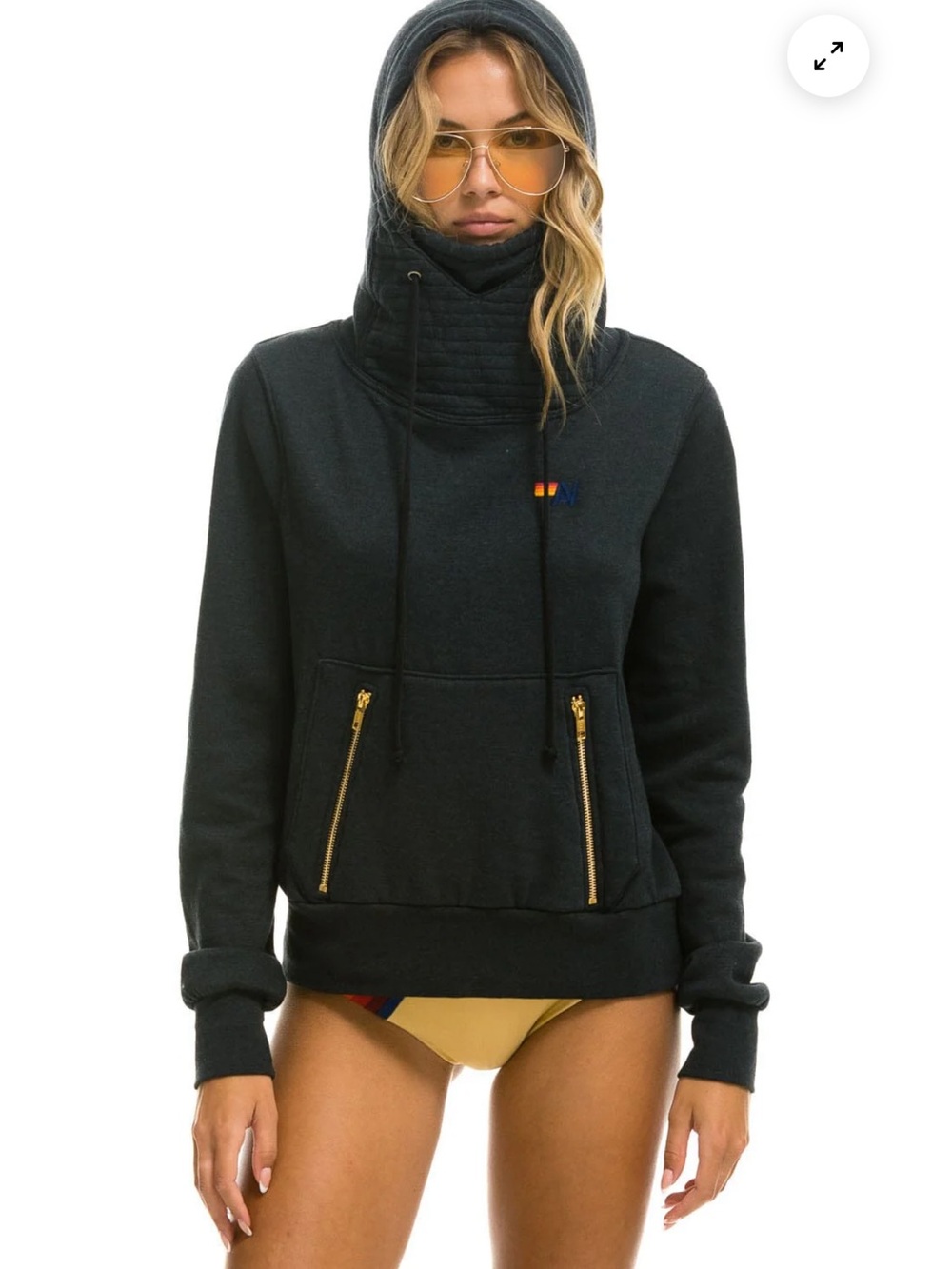 Aviator nation $400 set Charcoal Hoodie & Jogger Set with Rainbow Stripe - Picture 12 of 14